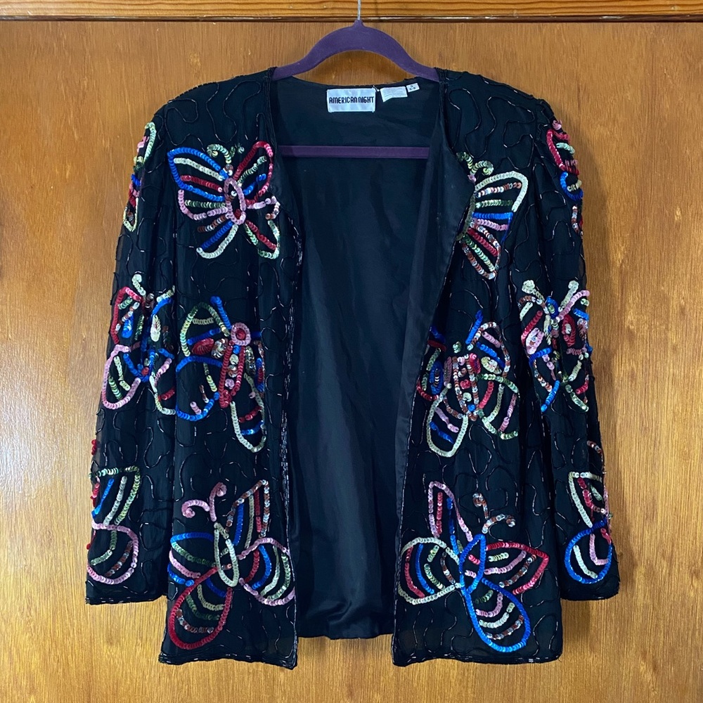 Vintage silk beaded butterfly jacket
